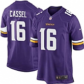 Nike Men & Women & Youth Vikings #16 Cassel Purple Team Color Game Jersey,baseball caps,new era cap wholesale,wholesale hats